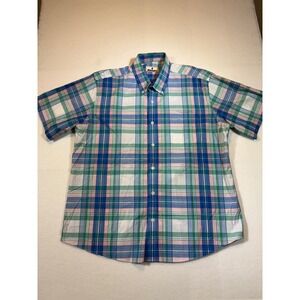 Southern Pines Mens XL Plaid Short Sleeve Button Down Shirt Casual